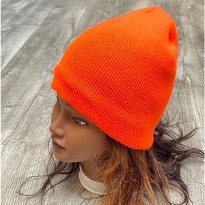 Bright Orange Fleece Lined Knitted Hat
